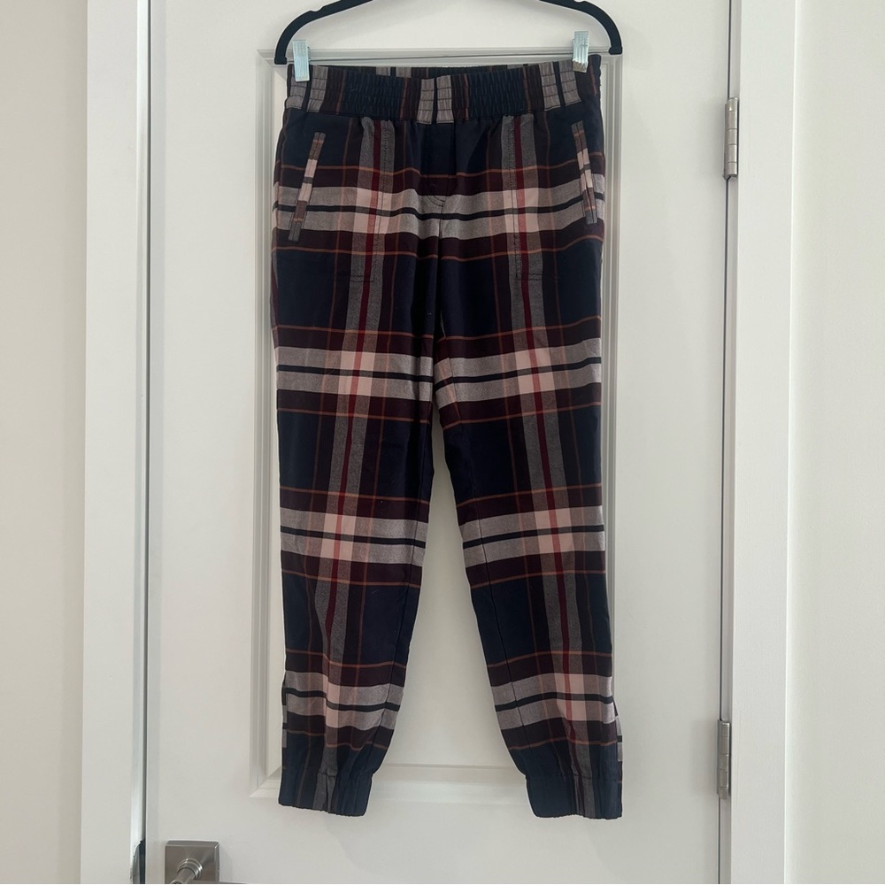 Navy Plaid LOFT Jogger Work Pants